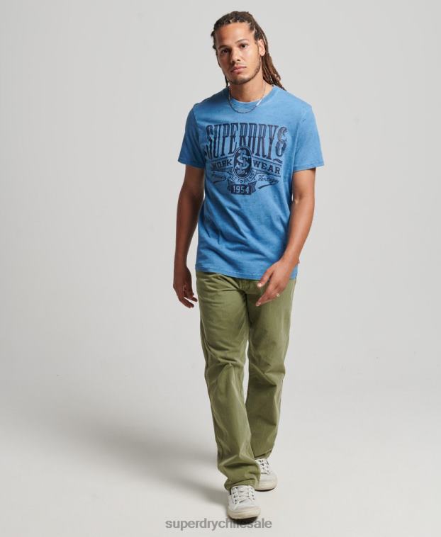 hombres Superdry azul claro camiseta vintage con letrero de pared 2R68Z4921