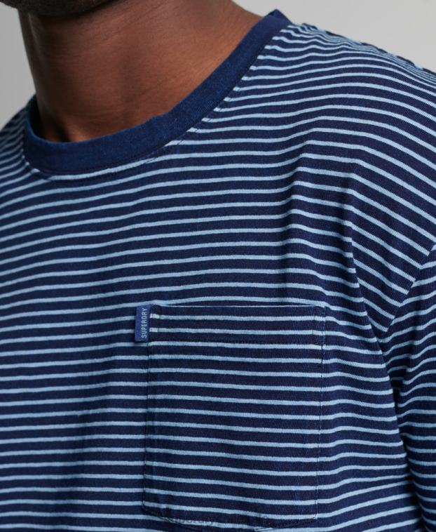 hombres Superdry azul oscuro camiseta añil vintage con tiras 2R68Z4830