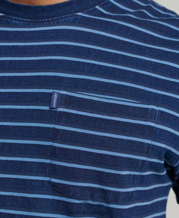 hombres Superdry azul oscuro camiseta añil vintage con tiras 2R68Z4840