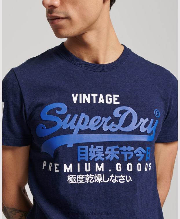 hombres Superdry azul oscuro camiseta de algodón orgánico con logo gráfico clásico 2R68Z6358