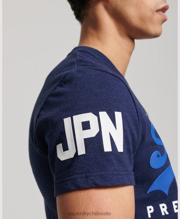 hombres Superdry azul oscuro camiseta de algodón orgánico con logo gráfico clásico 2R68Z6358