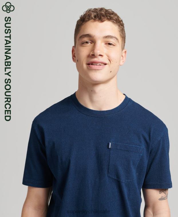 hombres Superdry azul oscuro camiseta índigo vintage de algodón orgánico 2R68Z4892