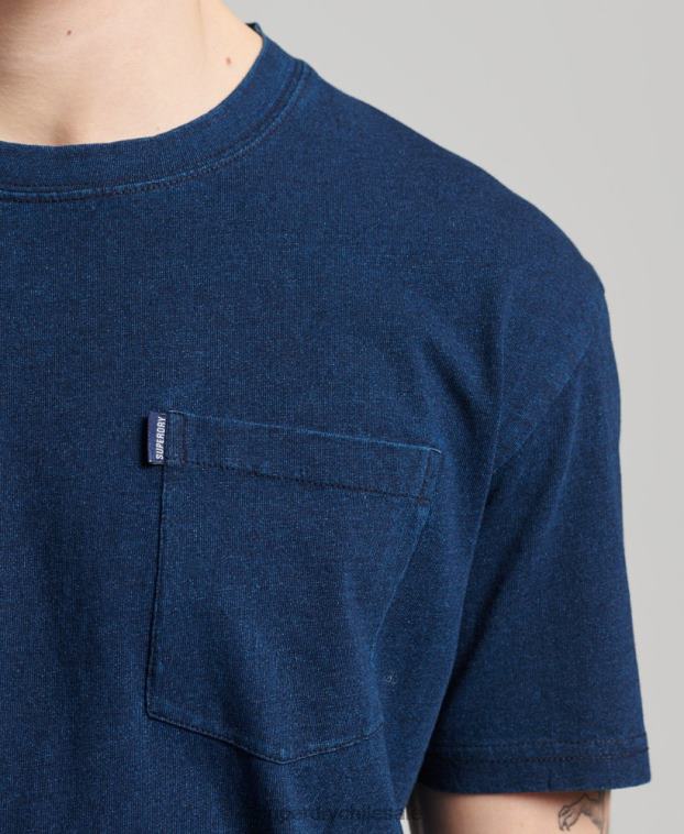 hombres Superdry azul oscuro camiseta índigo vintage de algodón orgánico 2R68Z4892