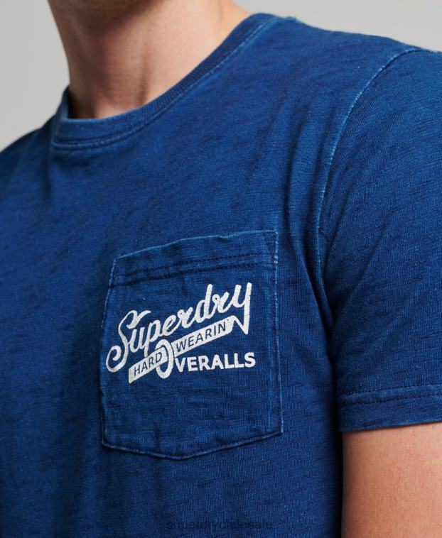 hombres Superdry azul oscuro camiseta vintage con letrero de pared 2R68Z4940