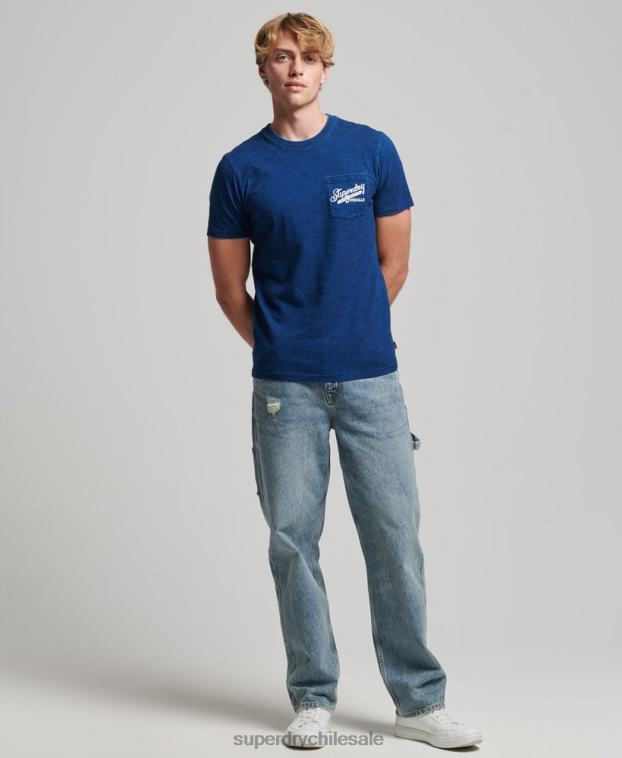 hombres Superdry azul oscuro camiseta vintage con letrero de pared 2R68Z4940