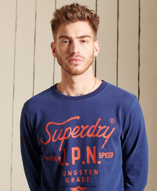 hombres Superdry azul parte superior de ropa de trabajo estilo script 2R68Z1580