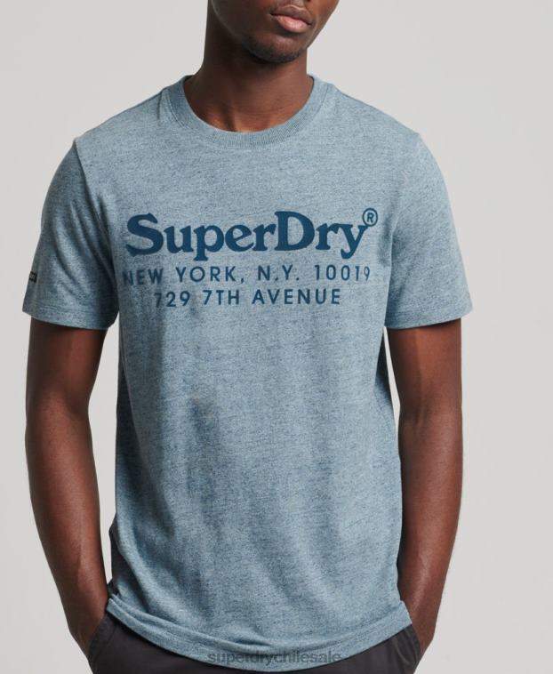 hombres Superdry azul playera con logo a tono 2R68Z4893