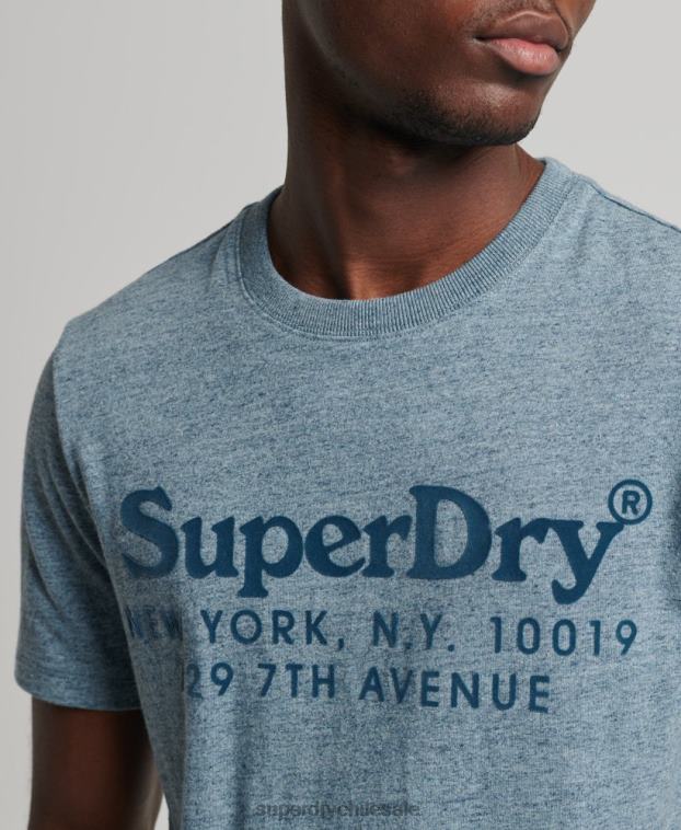 hombres Superdry azul playera con logo a tono 2R68Z4893