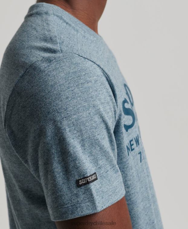 hombres Superdry azul playera con logo a tono 2R68Z4893