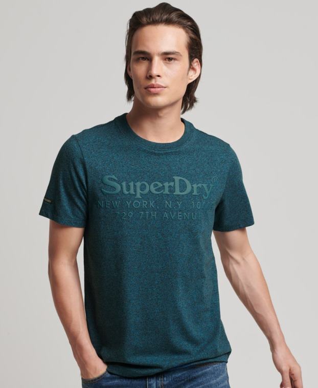 hombres Superdry azul playera con logo a tono 2R68Z4943