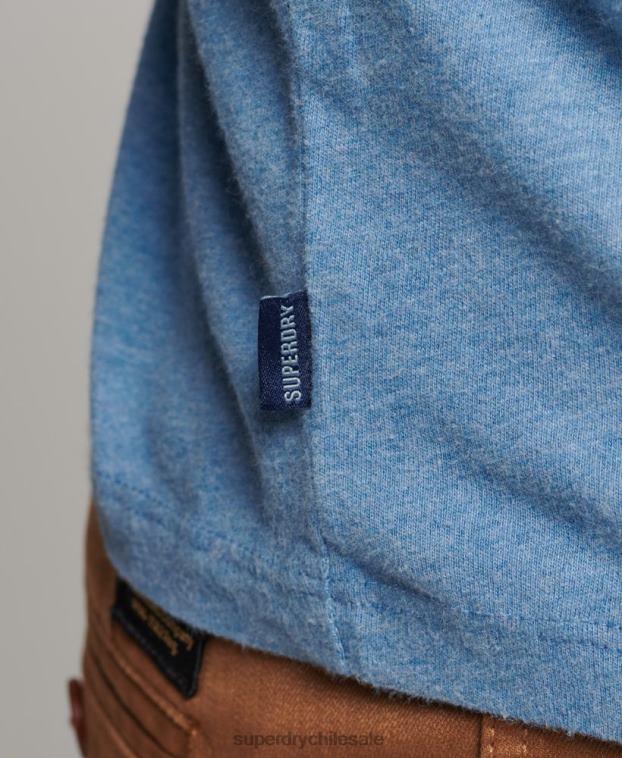 hombres Superdry azul top básico de béisbol de manga larga de algodón orgánico 2R68Z6370
