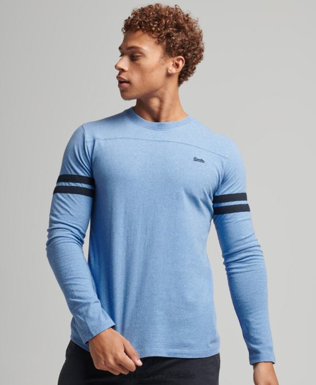 hombres Superdry azul top de algodón orgánico con logo vintage 2R68Z1567
