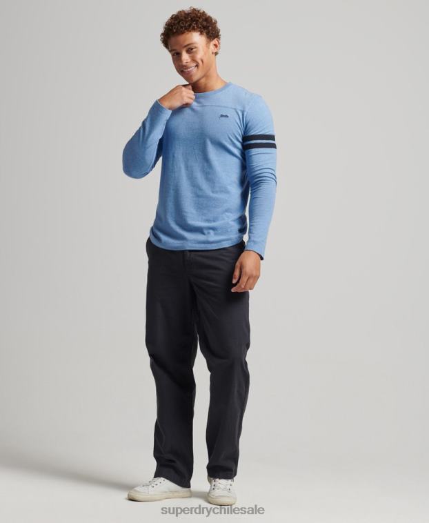 hombres Superdry azul top de algodón orgánico con logo vintage 2R68Z1567