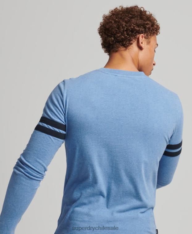 hombres Superdry azul top de algodón orgánico con logo vintage 2R68Z1567