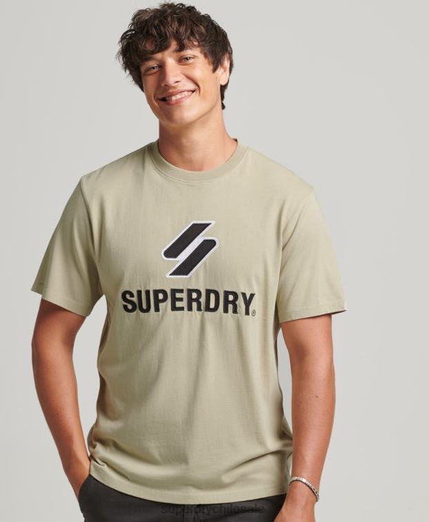 hombres Superdry beige camiseta con aplique de logo apilado 2R68Z4815