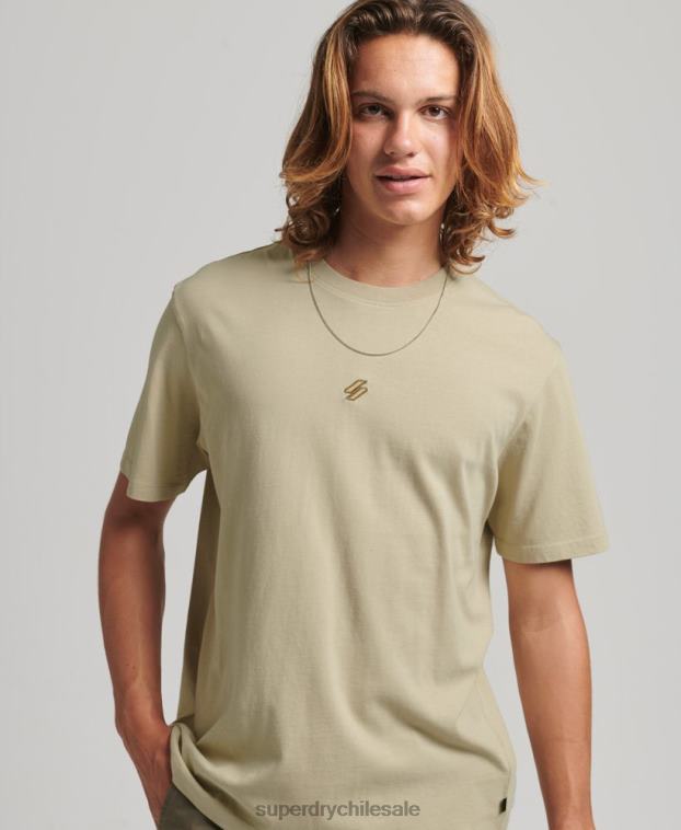hombres Superdry beige playera holgada con logo esencial 2R68Z4970