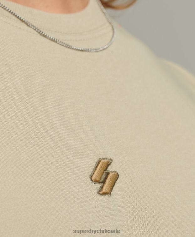 hombres Superdry beige playera holgada con logo esencial 2R68Z4970