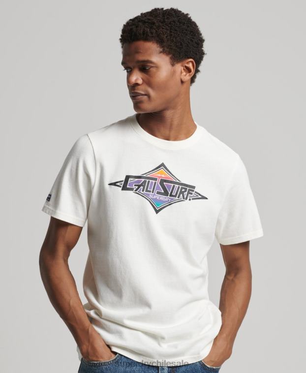 hombres Superdry blanco camiseta cali vintage 2R68Z4952