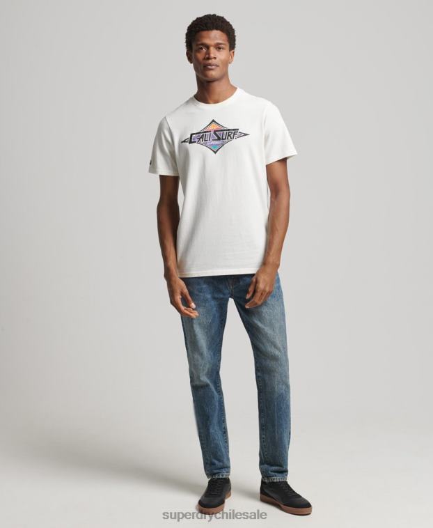 hombres Superdry blanco camiseta cali vintage 2R68Z4952