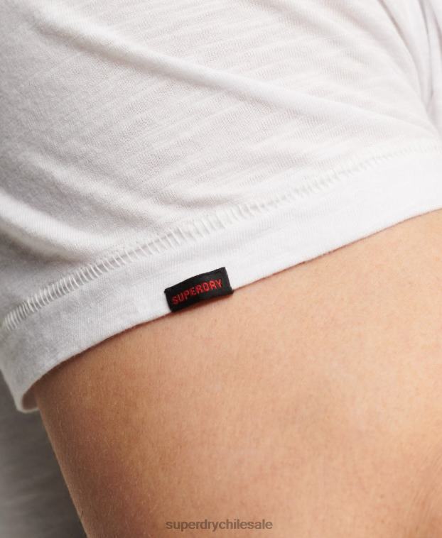 hombres Superdry blanco camiseta con cuello en v 2R68Z70