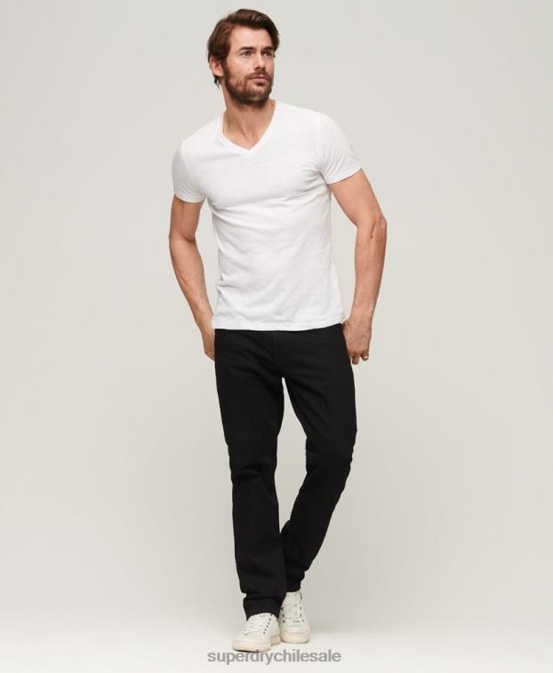 hombres Superdry blanco camiseta con cuello en v 2R68Z70