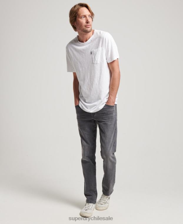 hombres Superdry blanco camiseta de algodón orgánico con bolsillo 2R68Z4904