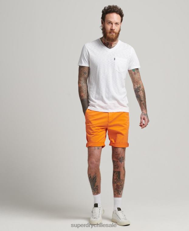 hombres Superdry blanco camiseta de algodón orgánico con cuello de pico y bolsillo 2R68Z4916