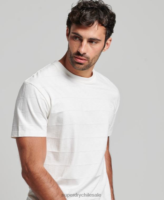 hombres Superdry blanco camiseta de algodón orgánico con textura vintage 2R68Z10