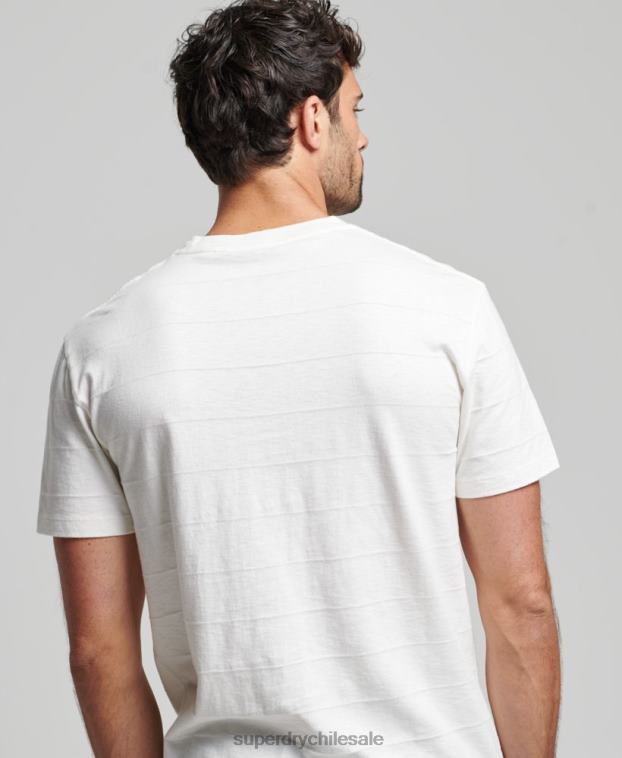 hombres Superdry blanco camiseta de algodón orgánico con textura vintage 2R68Z10