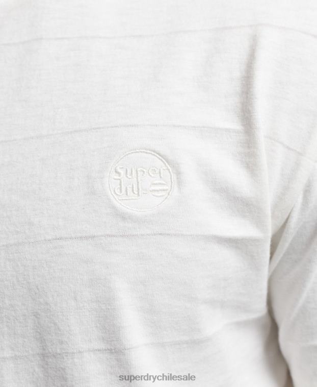 hombres Superdry blanco camiseta de algodón orgánico con textura vintage 2R68Z10