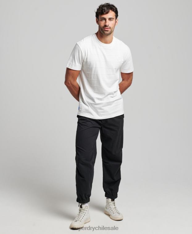 hombres Superdry blanco camiseta de algodón orgánico con textura vintage 2R68Z10