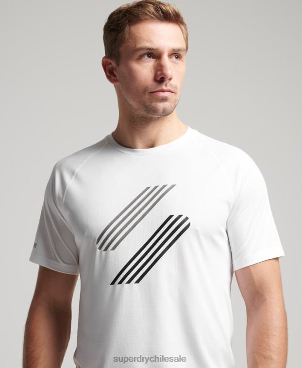 hombres Superdry blanco camiseta de bloqueo activo de tren 2R68Z1435