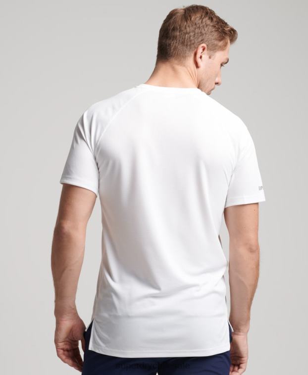 hombres Superdry blanco camiseta de bloqueo activo de tren 2R68Z1435