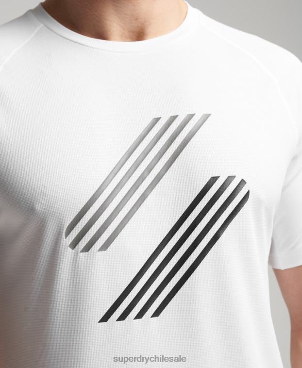 hombres Superdry blanco camiseta de bloqueo activo de tren 2R68Z1435