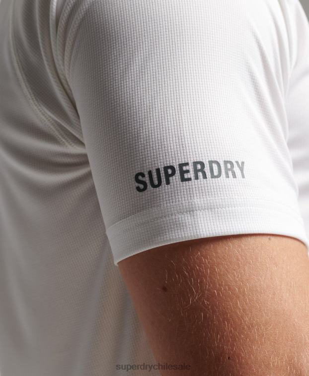 hombres Superdry blanco camiseta de bloqueo activo de tren 2R68Z1435