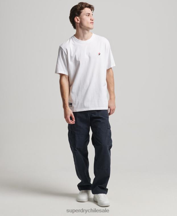 hombres Superdry blanco camiseta de corte holgado con logo esencial de algodón orgánico 2R68Z4955
