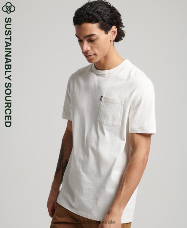 hombres Superdry blanco camiseta ranchera surfera vintage de algodón orgánico 2R68Z4861
