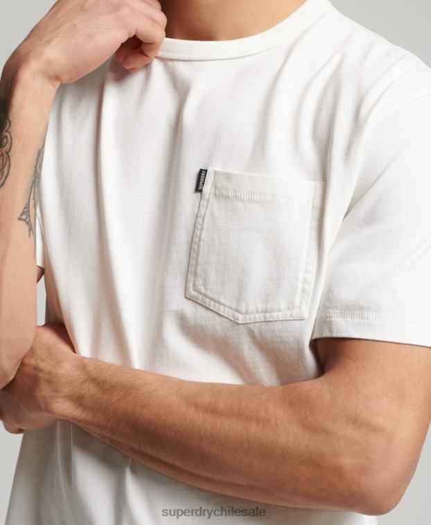 hombres Superdry blanco camiseta ranchera surfera vintage de algodón orgánico 2R68Z4861