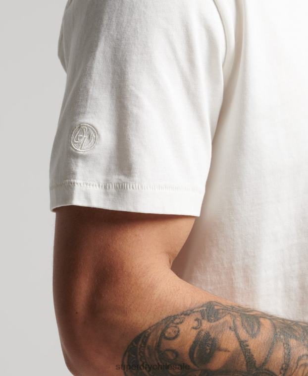 hombres Superdry blanco camiseta ranchera surfera vintage de algodón orgánico 2R68Z4861