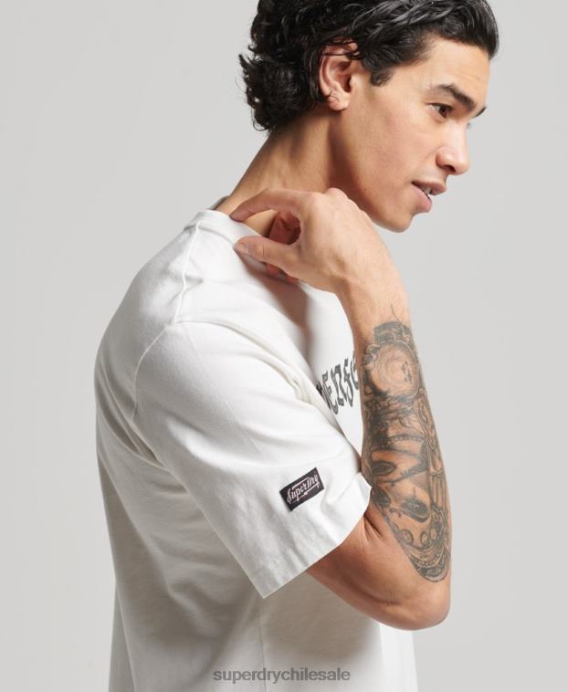hombres Superdry blanco camiseta surfera ranchera vintage 2R68Z4836