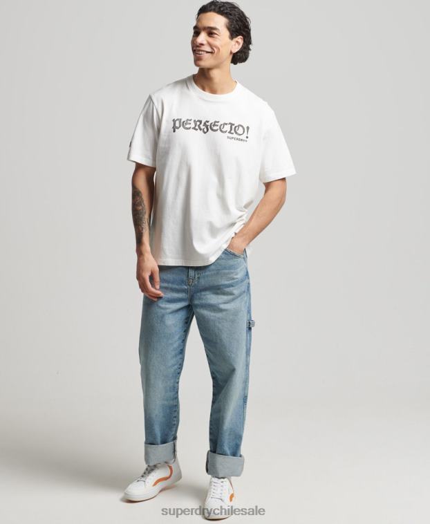 hombres Superdry blanco camiseta surfera ranchera vintage 2R68Z4836