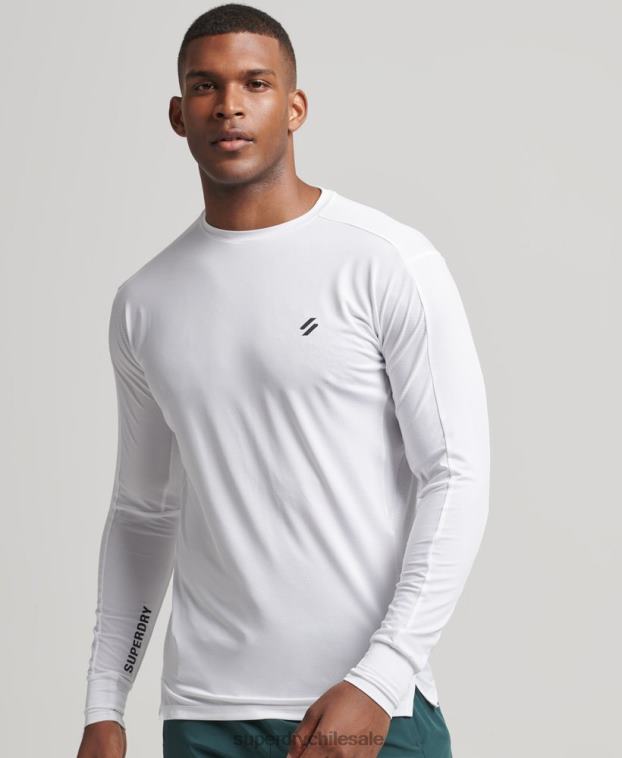 hombres Superdry blanco correr top de manga larga 2R68Z5388