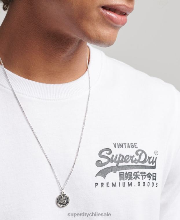 hombres Superdry blanco playera Heritage con logo vintage 2R68Z4968