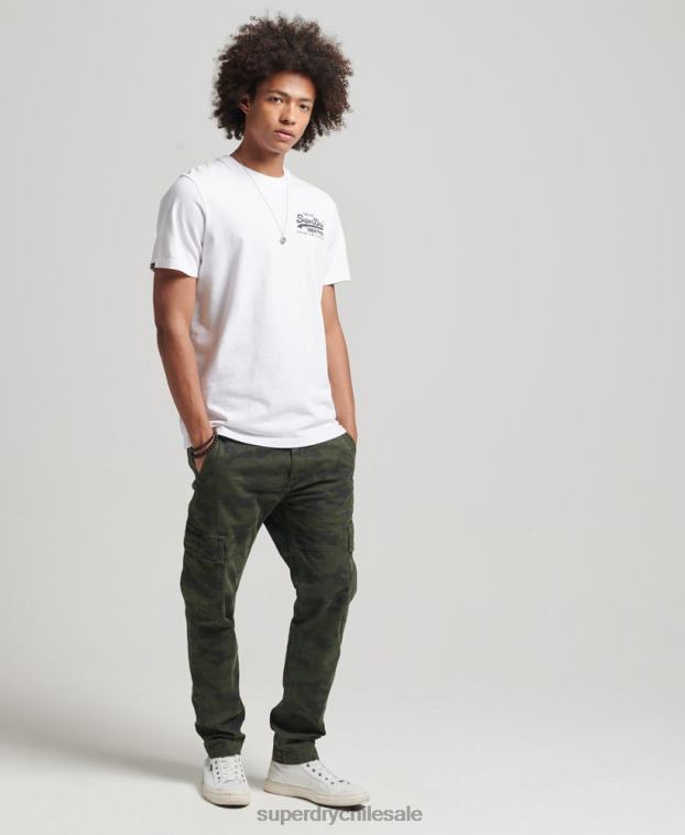 hombres Superdry blanco playera Heritage con logo vintage 2R68Z4968