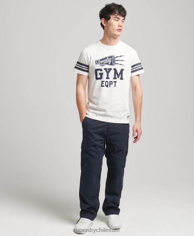 hombres Superdry blanco playera atlética con estampado universitario 2R68Z4824