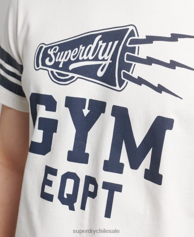 hombres Superdry blanco playera atlética con estampado universitario 2R68Z4824