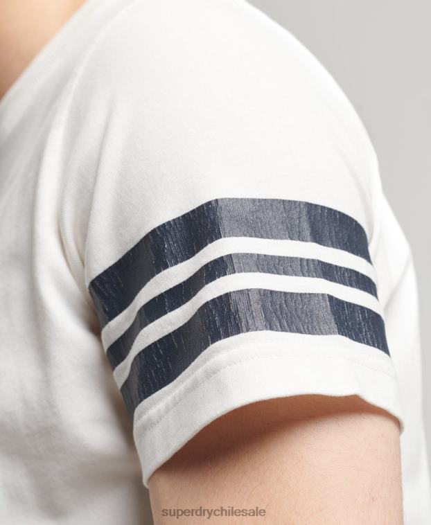 hombres Superdry blanco playera atlética con estampado universitario 2R68Z4824