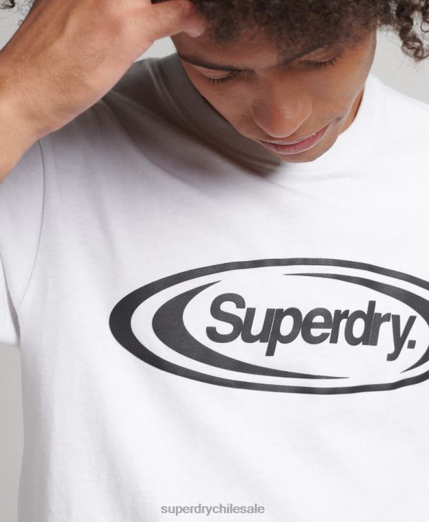hombres Superdry blanco playera con logo de Game On 90s 2R68Z4813
