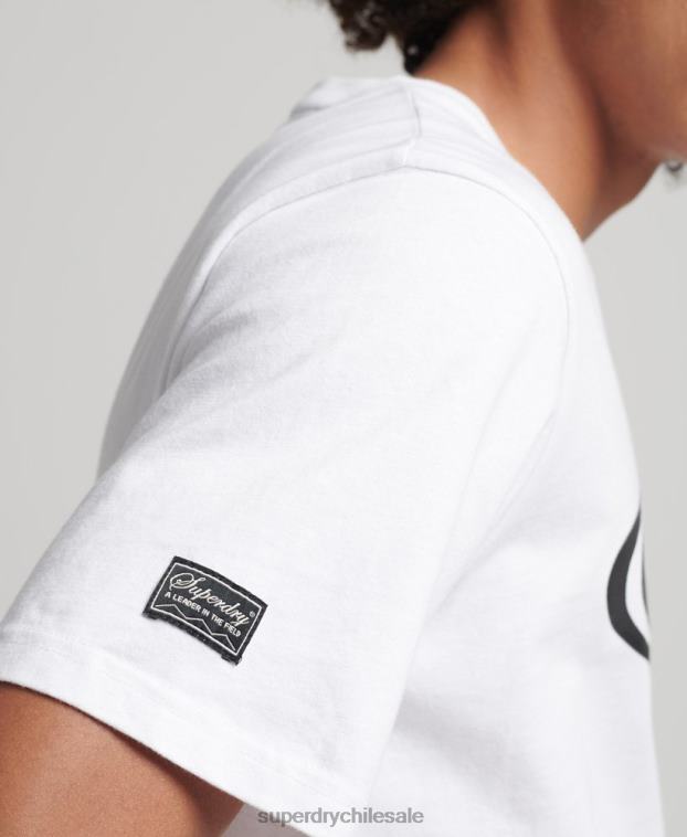 hombres Superdry blanco playera con logo de Game On 90s 2R68Z4813