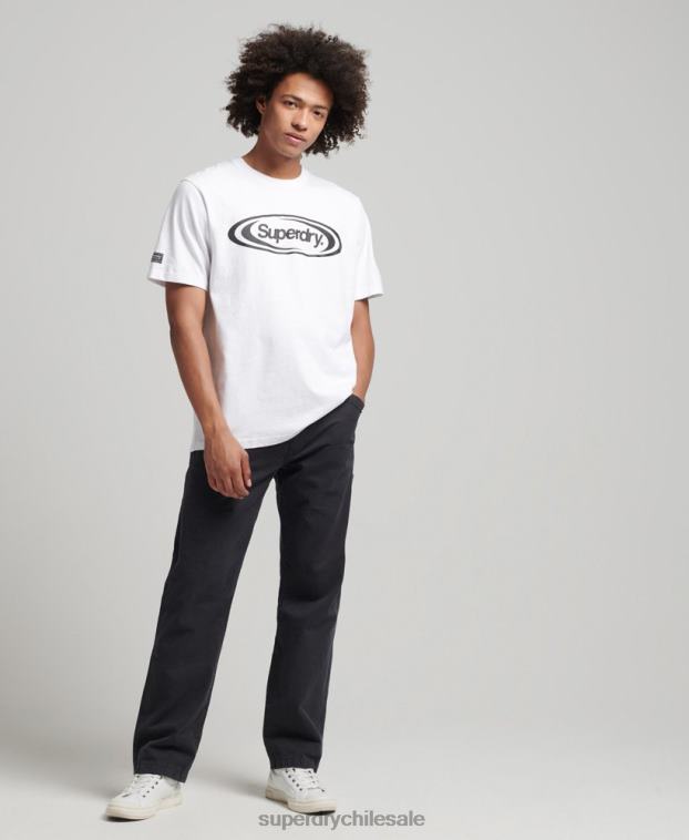 hombres Superdry blanco playera con logo de Game On 90s 2R68Z4813